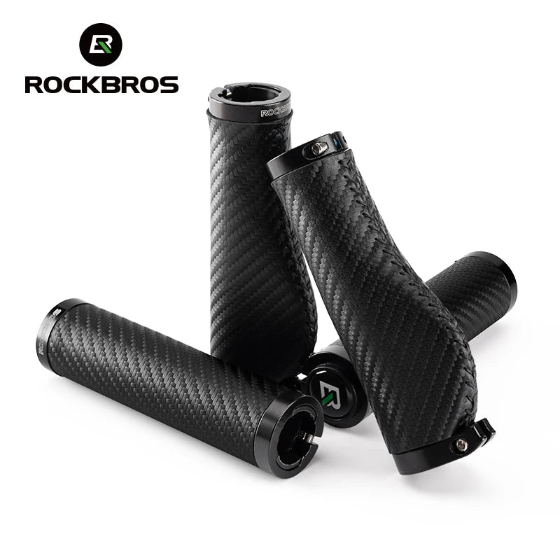 MTB Bicycle Grips Leather Shockproof Anti-Slip Bicycle Grips Ergonomic PVC Waterproof Dustproof Handle Plug Bike Grips