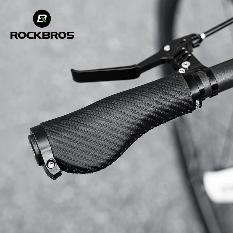 MTB Bicycle Grips Leather Shockproof Anti-Slip Bicycle Grips Ergonomic PVC Waterproof Dustproof Handle Plug Bike Grips