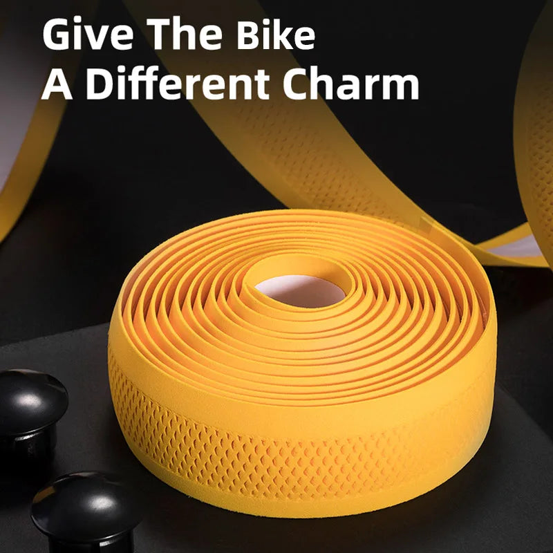 Bicycle Handlebar Tape Road Bicycle Anti-Slip Silica Gel EVA Shock Absorption Handle Bar Tape Cycling Wrap End Plug