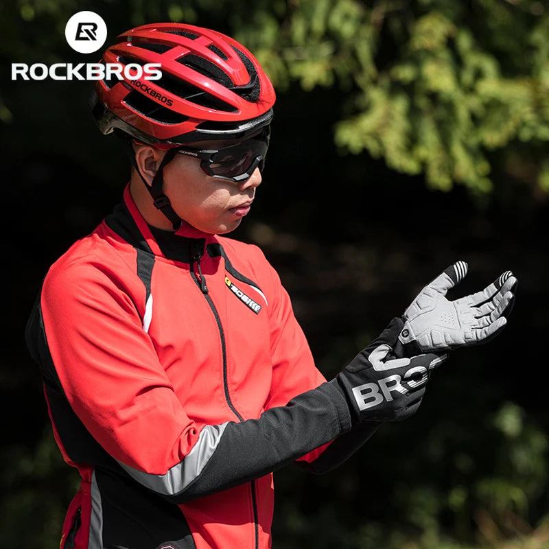 Cycling Gloves Shockproof Wear Resistant SBR Men Women Full Finger Windproof Gloves Breathable Lengthen Warm MTB Glove