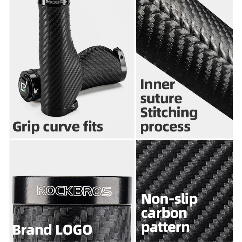 MTB Bicycle Grips Leather Shockproof Anti-Slip Bicycle Grips Ergonomic PVC Waterproof Dustproof Handle Plug Bike Grips
