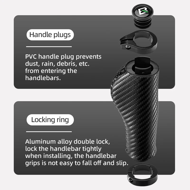 MTB Bicycle Grips Leather Shockproof Anti-Slip Bicycle Grips Ergonomic PVC Waterproof Dustproof Handle Plug Bike Grips