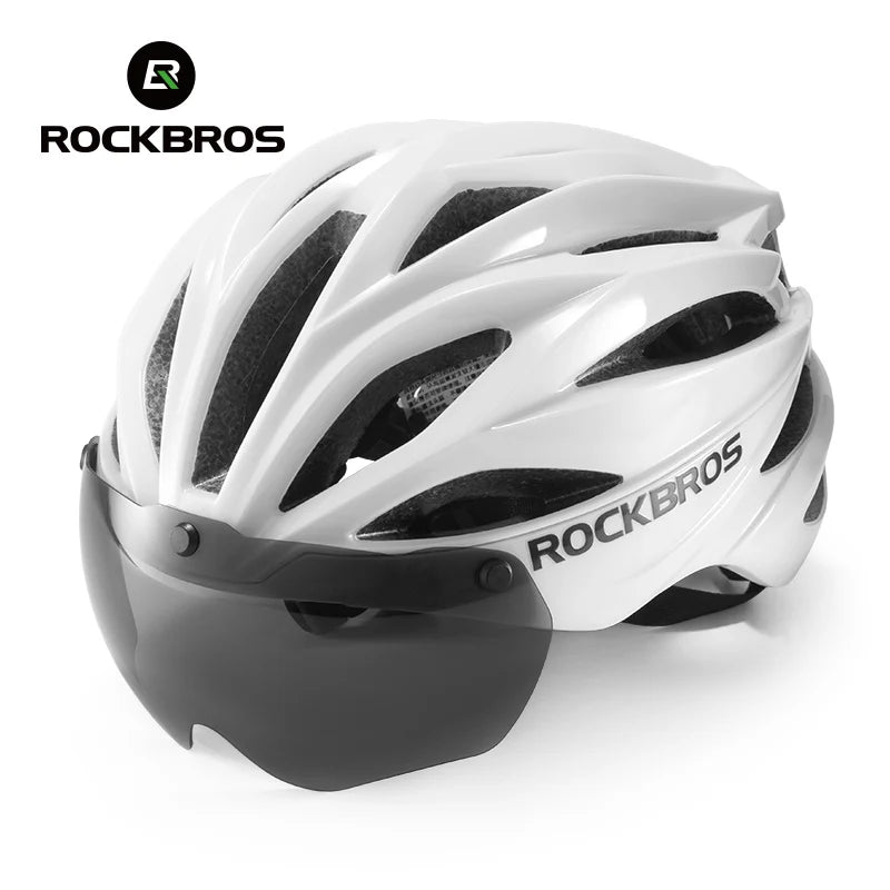 Bicycle Helmet with Lenses Adjustable 58-62Cm Cycling Helmet Special Anti-Odor Lining Magnetic Goggles Bike Helmet