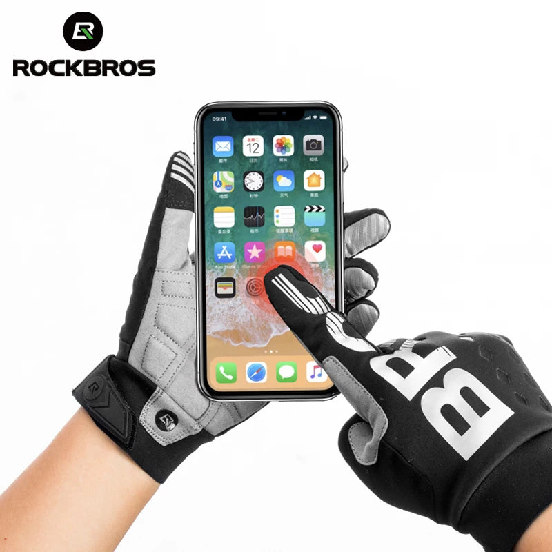 Cycling Gloves Shockproof Wear Resistant SBR Men Women Full Finger Windproof Gloves Breathable Lengthen Warm MTB Glove