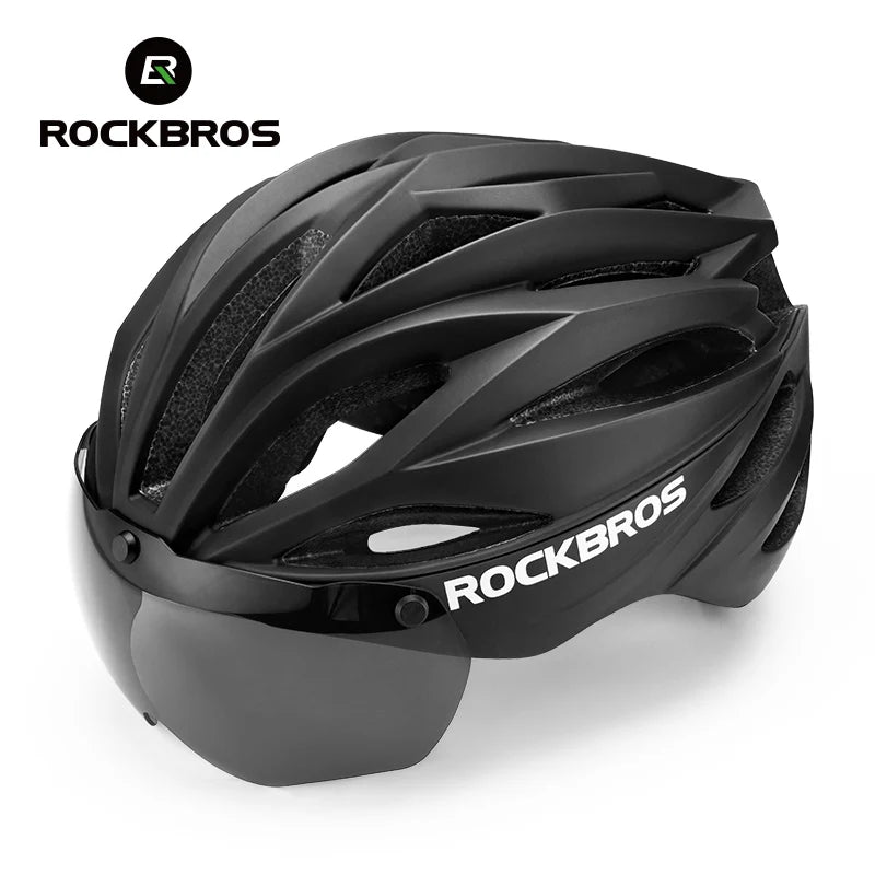 Bicycle Helmet with Lenses Adjustable 58-62Cm Cycling Helmet Special Anti-Odor Lining Magnetic Goggles Bike Helmet