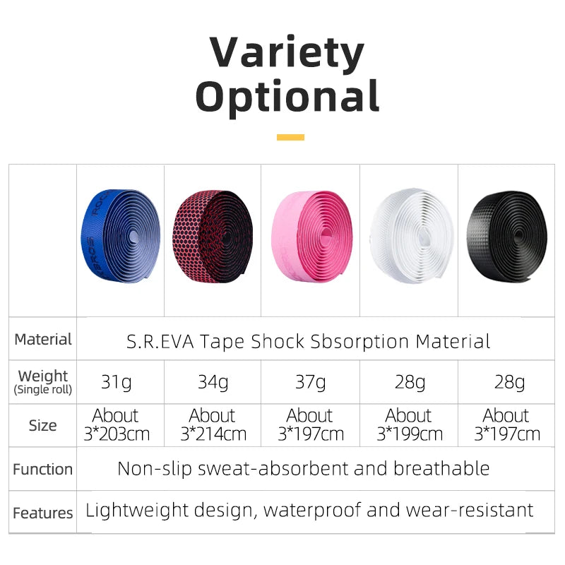 Bicycle Handlebar Tape Road Bicycle Anti-Slip Silica Gel EVA Shock Absorption Handle Bar Tape Cycling Wrap End Plug