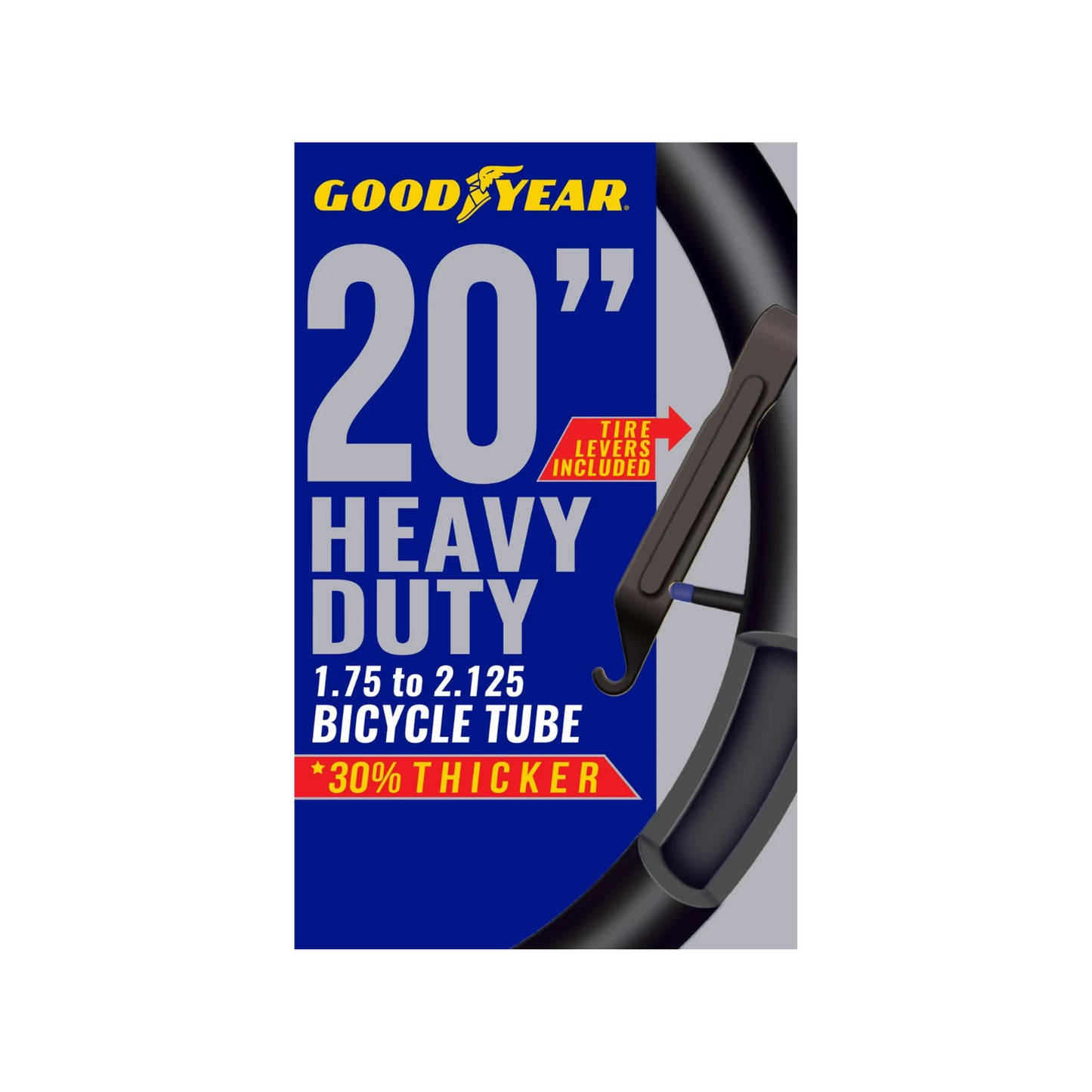 (2 Pack) Goodyear 20" X 1.75-2.125" Heavy Duty Bike Tube, Tire Levers Included