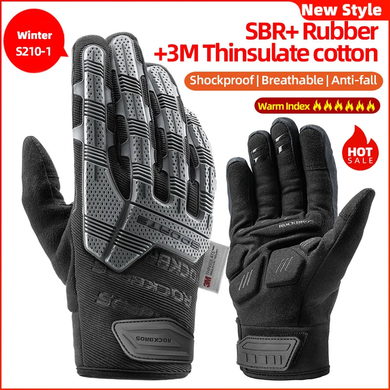 Cycling Gloves Tactical Gloves SBR Thickened Pad Shockproof Breathable GEL Bike Motorcycle Winter Warmer Full Finger