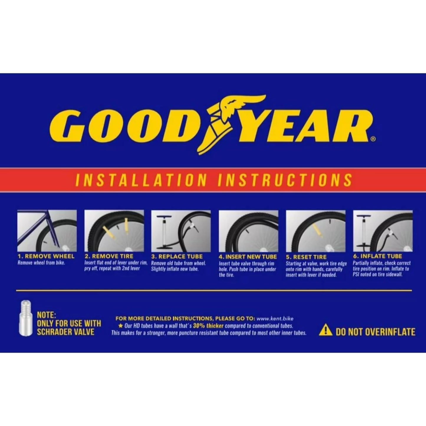 (2 Pack) Goodyear 20" X 1.75-2.125" Heavy Duty Bike Tube, Tire Levers Included