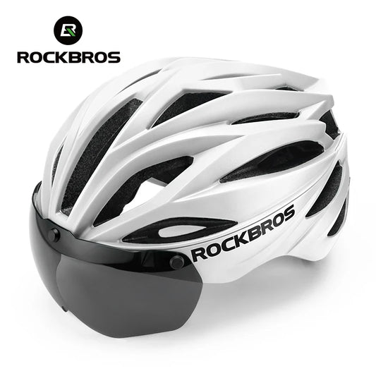 Bicycle Helmet with Lenses Adjustable 58-62Cm Cycling Helmet Special Anti-Odor Lining Magnetic Goggles Bike Helmet