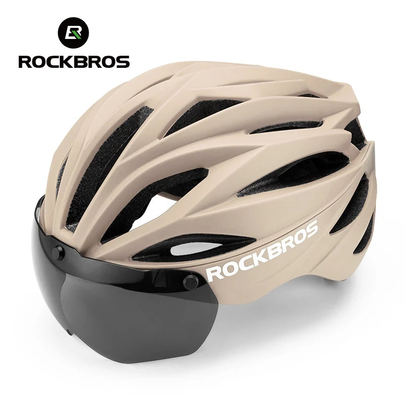 Bicycle Helmet with Lenses Adjustable 58-62Cm Cycling Helmet Special Anti-Odor Lining Magnetic Goggles Bike Helmet