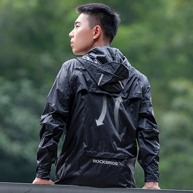 Cycling Waterproof Jacket Men Breathable Reflective Hooded Raincoat Waterproof Outdoor Sport Windbreaker European Size