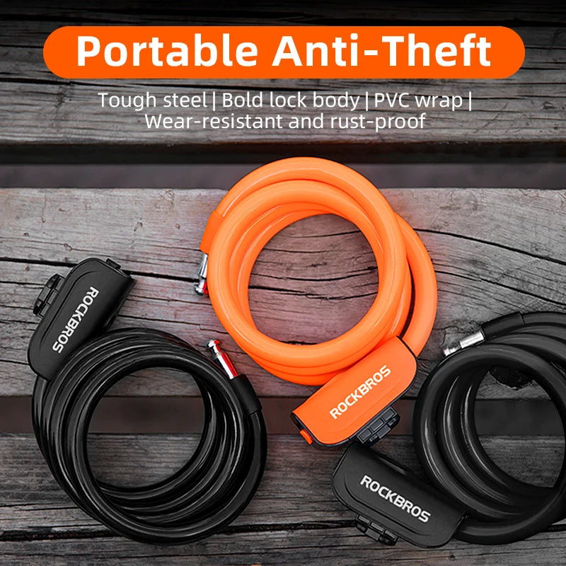 Bike Lock Anti-Theft Steel Chain Lock Motorcycle Vehicle Ring Lock MTB Road Cycling Cable Lock Bicycle Accessories