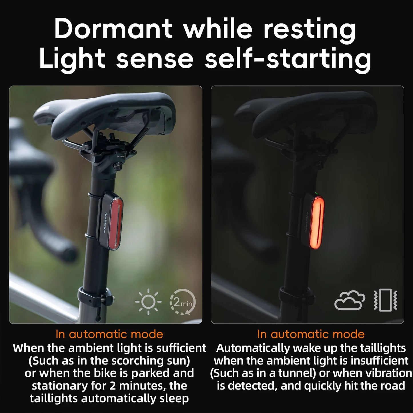 Magnetic Bike Tail Light Type-C 7 Modes Rechargeable LED Bicycle Rear Light for Night Riding Intelligent Brake Sensor