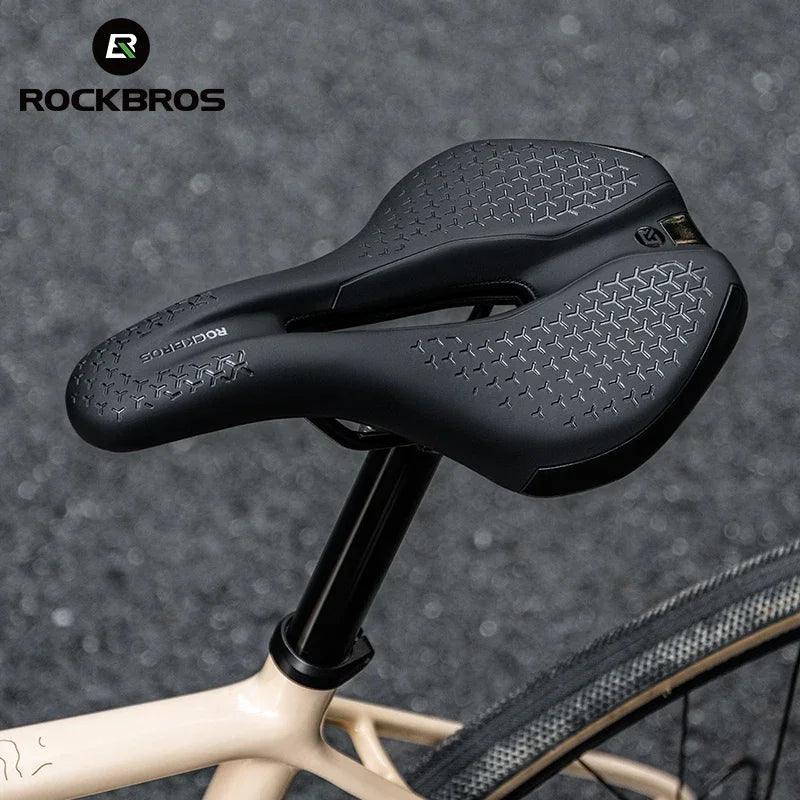 Bicycle Seat Saddle MTB Road Bike Saddle Hollow Breathable Shockproof Cycling Saddle PU Non-Slip Leather Cushion