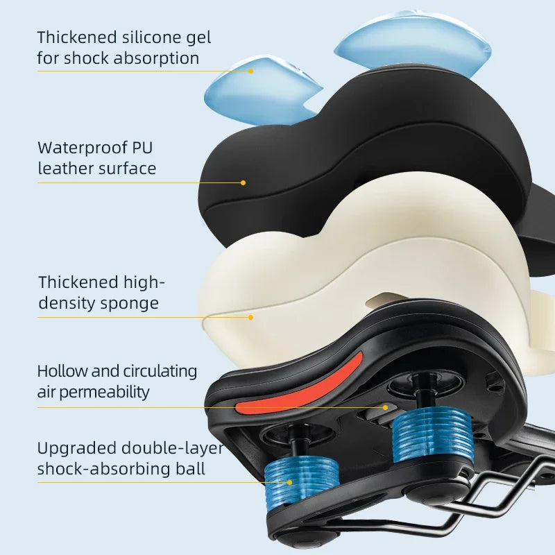 Bike Saddle Silicone Cushion Shock Absorbing Comfortable Cycling Seat Hollow Breathable Thickened Sponge Bicycle Seat