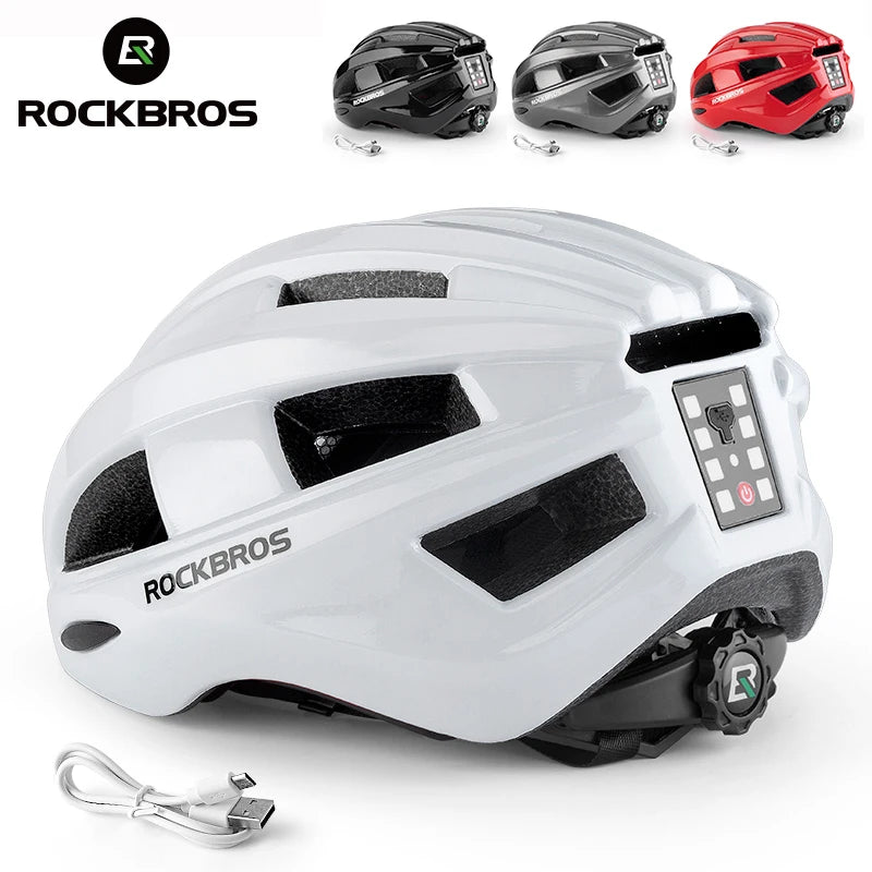Bicycle Light Helmet MTB Road USB Warning Rear Light Cycling Helmet EPS PC Intergrally-Molded Safety Bike Helmet