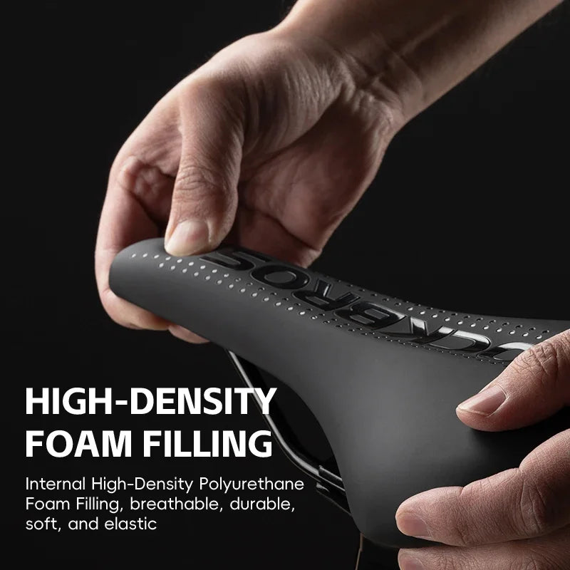 Bicycle Saddle Road Steel Rails MTB Bike Cushion Comfortable Shock Absorption Wear-Resistant PU Leather Cycling Saddle