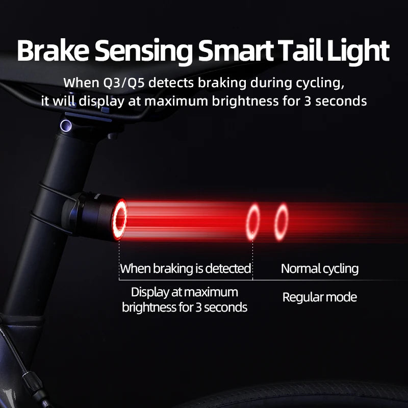 Bike Light Waterproof Type-C Rechargeable Bicycle Headlight 200M Range Flashlight with Tail Light Cycling Accessory