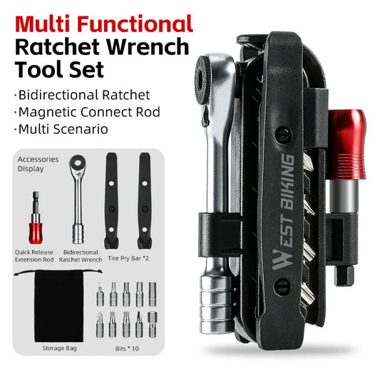 Portable Ratchet Wrench Kit Multifunction Bicycle Tools 14 in 1 Multitool Set Tyre Lever MTB Road Bike Gadgets