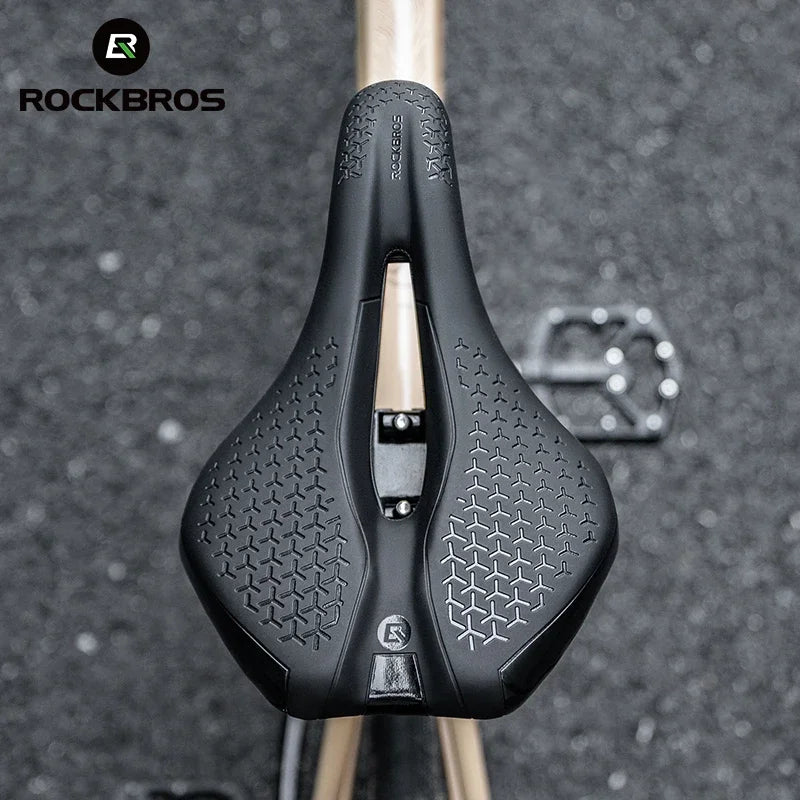 Bicycle Seat Saddle MTB Road Bike Saddle Hollow Breathable Shockproof Cycling Saddle PU Non-Slip Leather Cushion