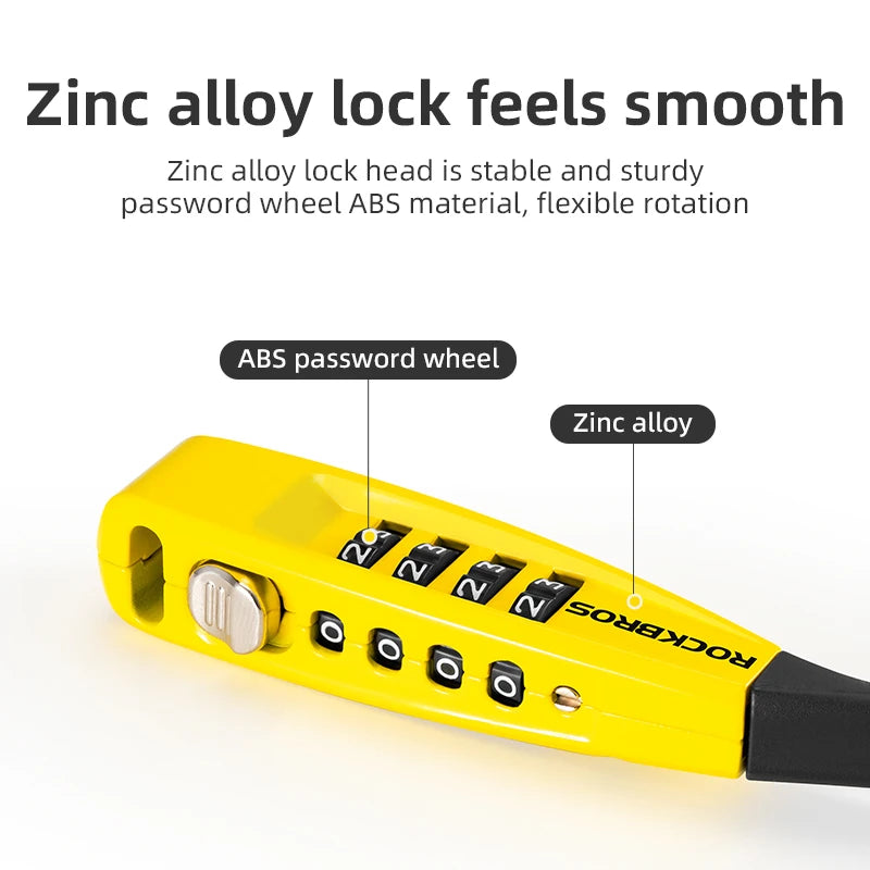 Bicycle Lock High Strength Steel 4-Digit Combination Password Lock Anti-Theft Cable Lock Helmet Lock Bike Accessories