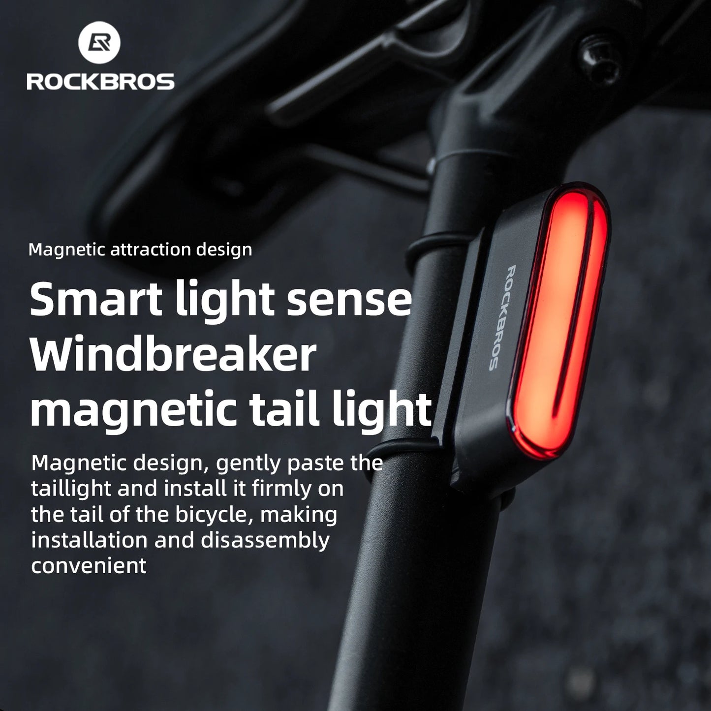 Magnetic Bike Tail Light Type-C 7 Modes Rechargeable LED Bicycle Rear Light for Night Riding Intelligent Brake Sensor