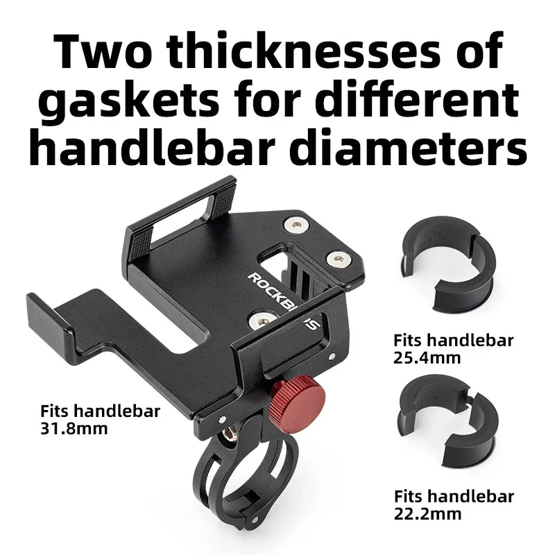 ROCKBROS Bike Phone Holder 360° View Bicycle Phone Holder for 4.7-7 Inch Mobile Phone Moto Motorcycle Bracket Shockproof Bracket