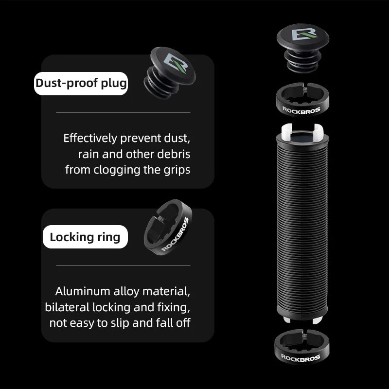 Bicycle Handlebar Grips Anti-Slip Shock-Absorption Straight Handlebar Double Side Locking Grips MTB Bike Accessories