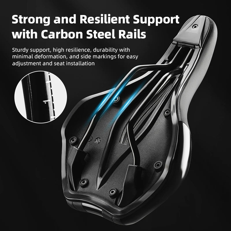 Bicycle Saddle Hollow Breathable Shockproof Cycling Seat PU Non-Slip Leather Cushion Lightweight MTB Road Bike Saddle