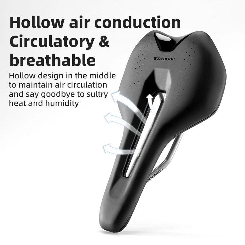 Bicycle Saddle Ultralight Hollow Shock-Absorbing MTB Road Nylon Bike Saddle Comfortable Cycling Seat Parts PVC Leather