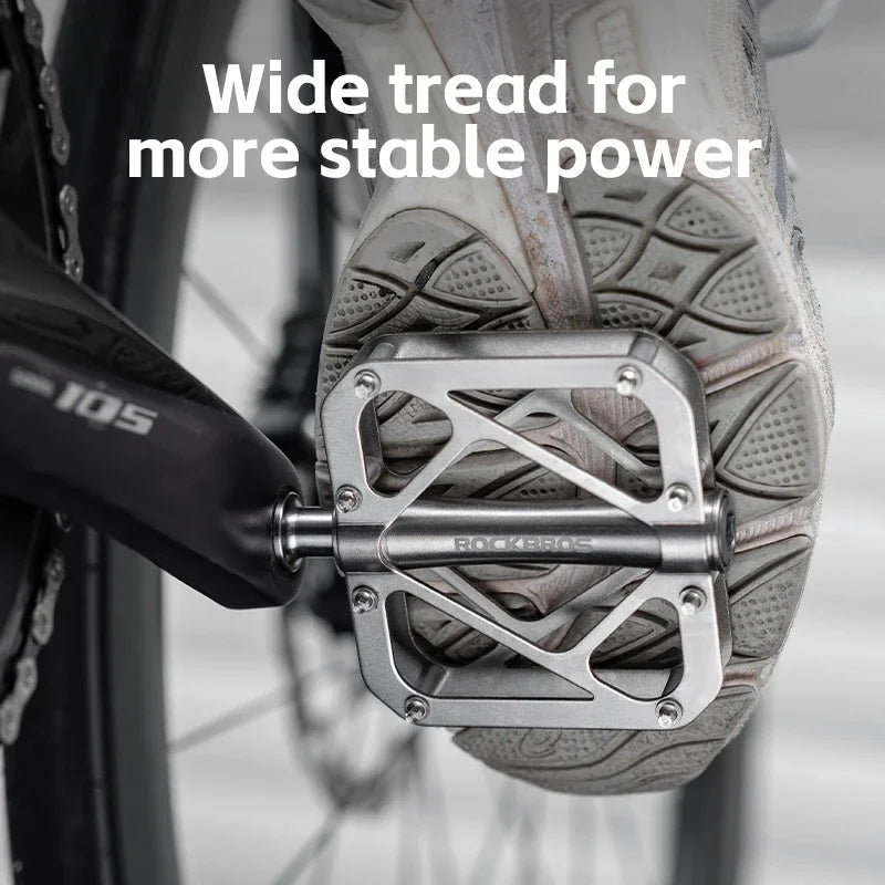 Bicycle Pedals Ultralight Titanium Alloy Pedals Waterproof Sealed Anti-Slip Wide Tread Flat Pedals MTB Bike Accessories