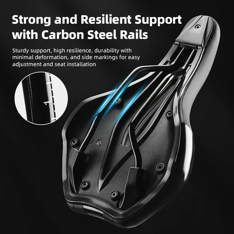 Bicycle Seat Saddle MTB Road Bike Saddle Hollow Breathable Shockproof Cycling Saddle PU Non-Slip Leather Cushion