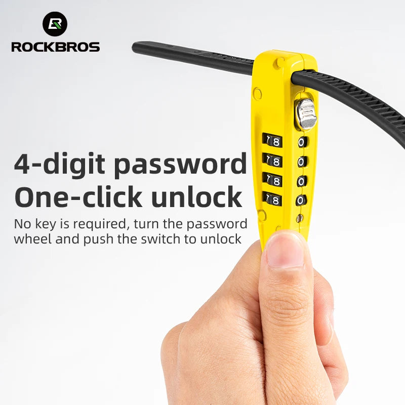 Bicycle Lock High Strength Steel 4-Digit Combination Password Lock Anti-Theft Cable Lock Helmet Lock Bike Accessories