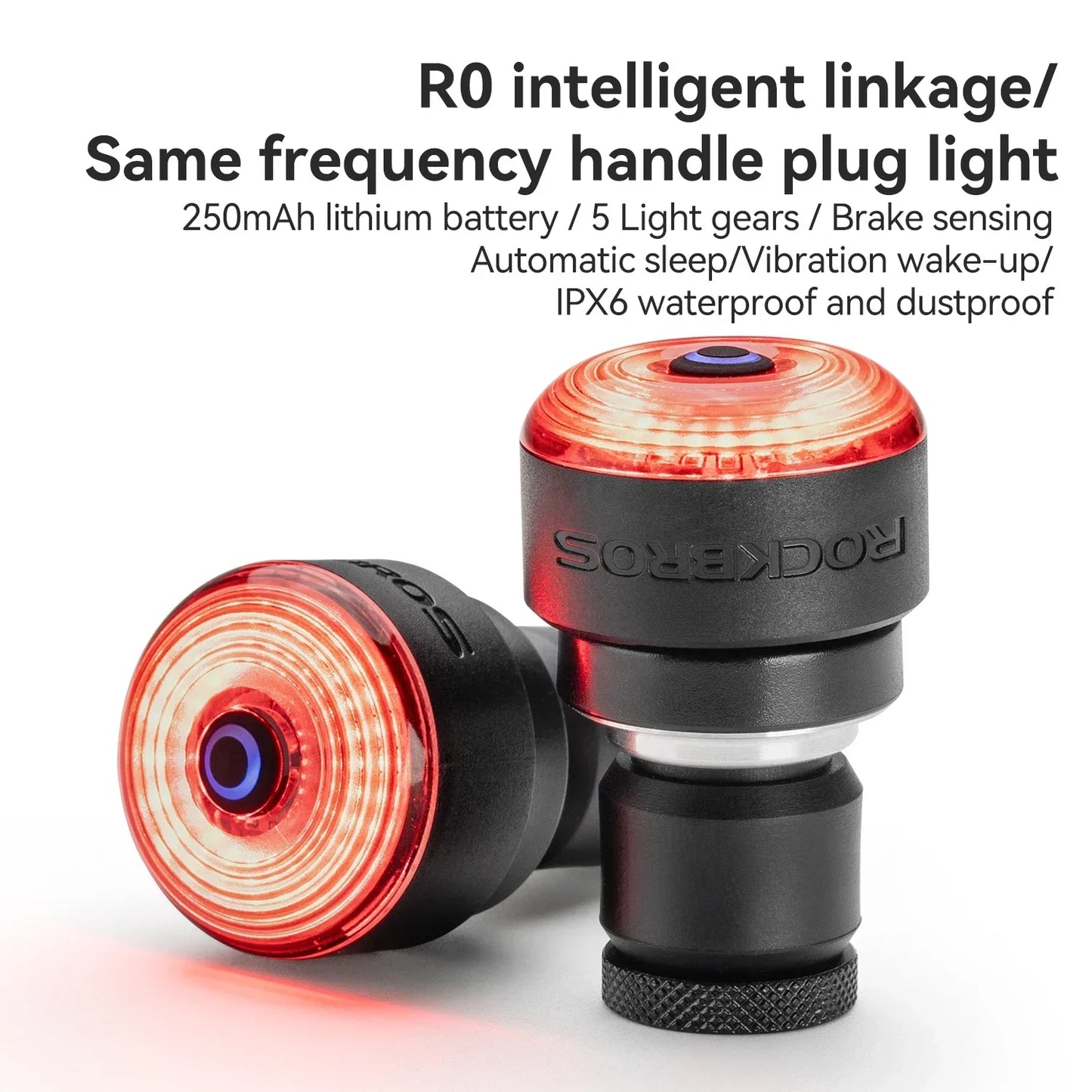 Bicycle Handlebar End Lights IPX6 Bike Rear Light 5 Modes Bike Lamp Intelligent Brake Sensor Safety Night Riding