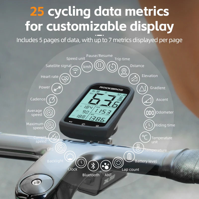 Bicycle Computer GPS 5.0 ANT Bluetooth Waterproof Wireless Cyclocomputer Speedometer Bike Stopwatch Bike Accessories
