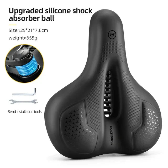 Bike Saddle Silicone Cushion Shock Absorbing Comfortable Cycling Seat Hollow Breathable Thickened Sponge Bicycle Seat