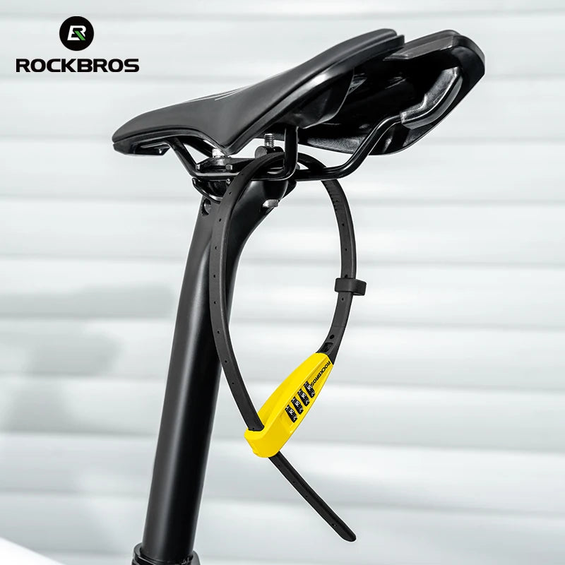 Bicycle Lock High Strength Steel 4-Digit Combination Password Lock Anti-Theft Cable Lock Helmet Lock Bike Accessories