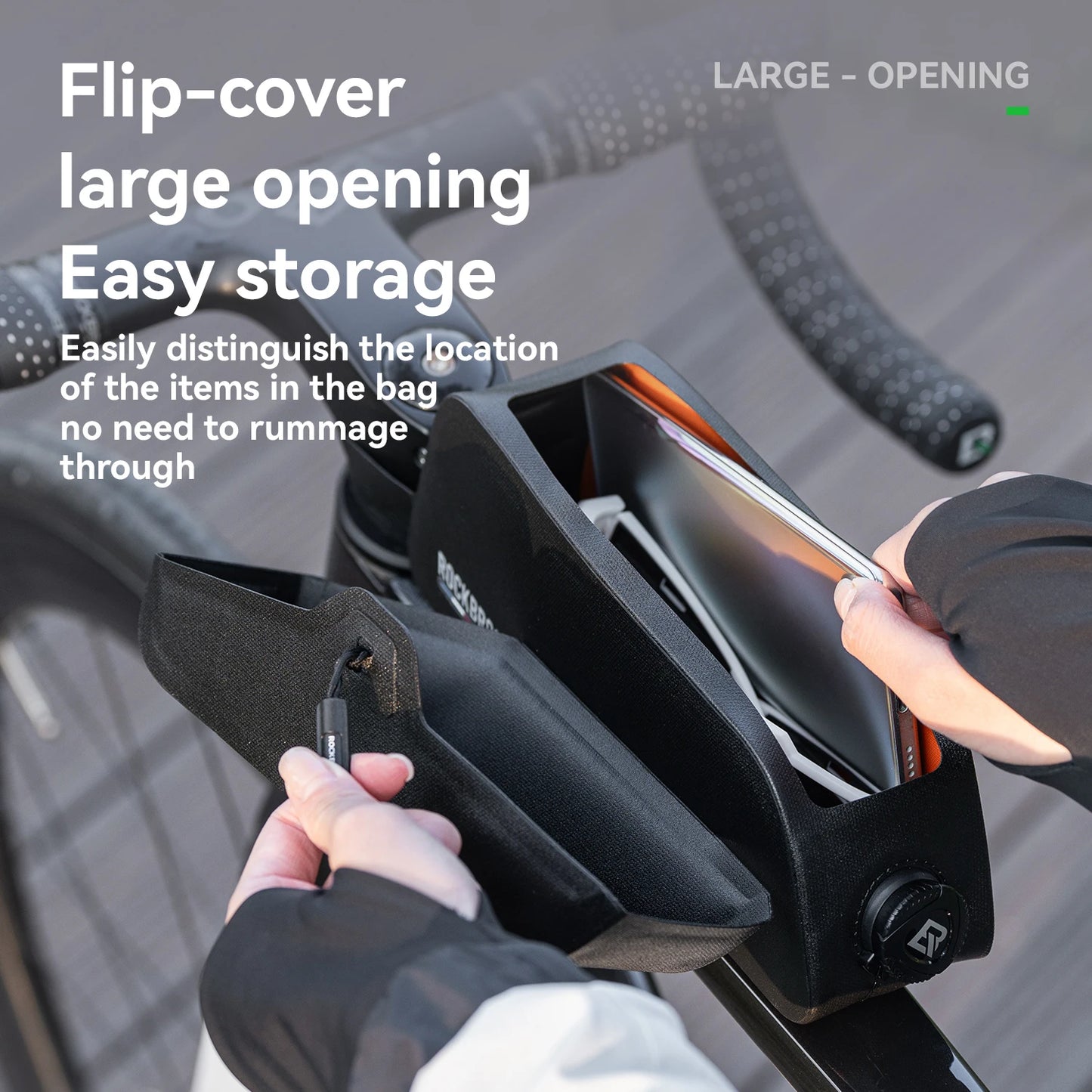 ROAD to SKY Bicycle Bag Magnetic Suction Front Bag Waterproof Pipe Mobile Phone Bag MTB Road Bike Riding Front Bag