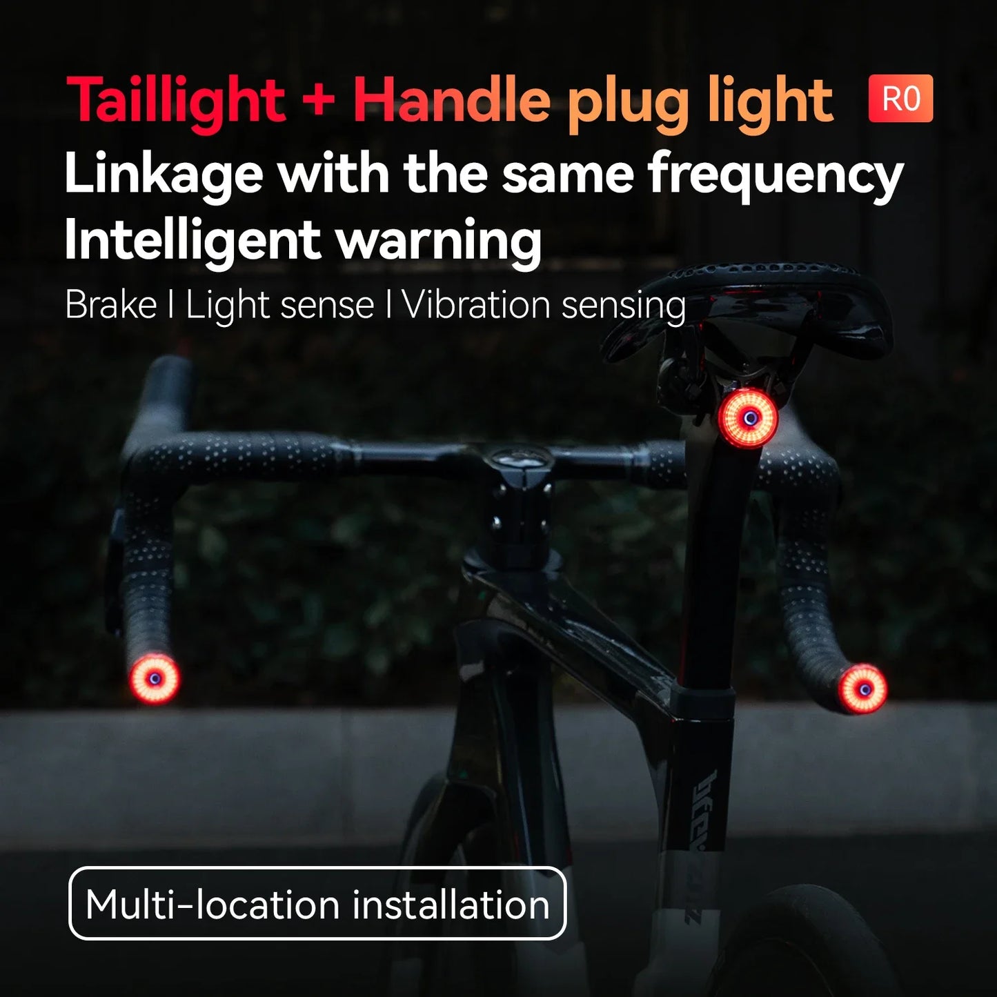 Bicycle Handlebar End Lights IPX6 Bike Rear Light 5 Modes Bike Lamp Intelligent Brake Sensor Safety Night Riding
