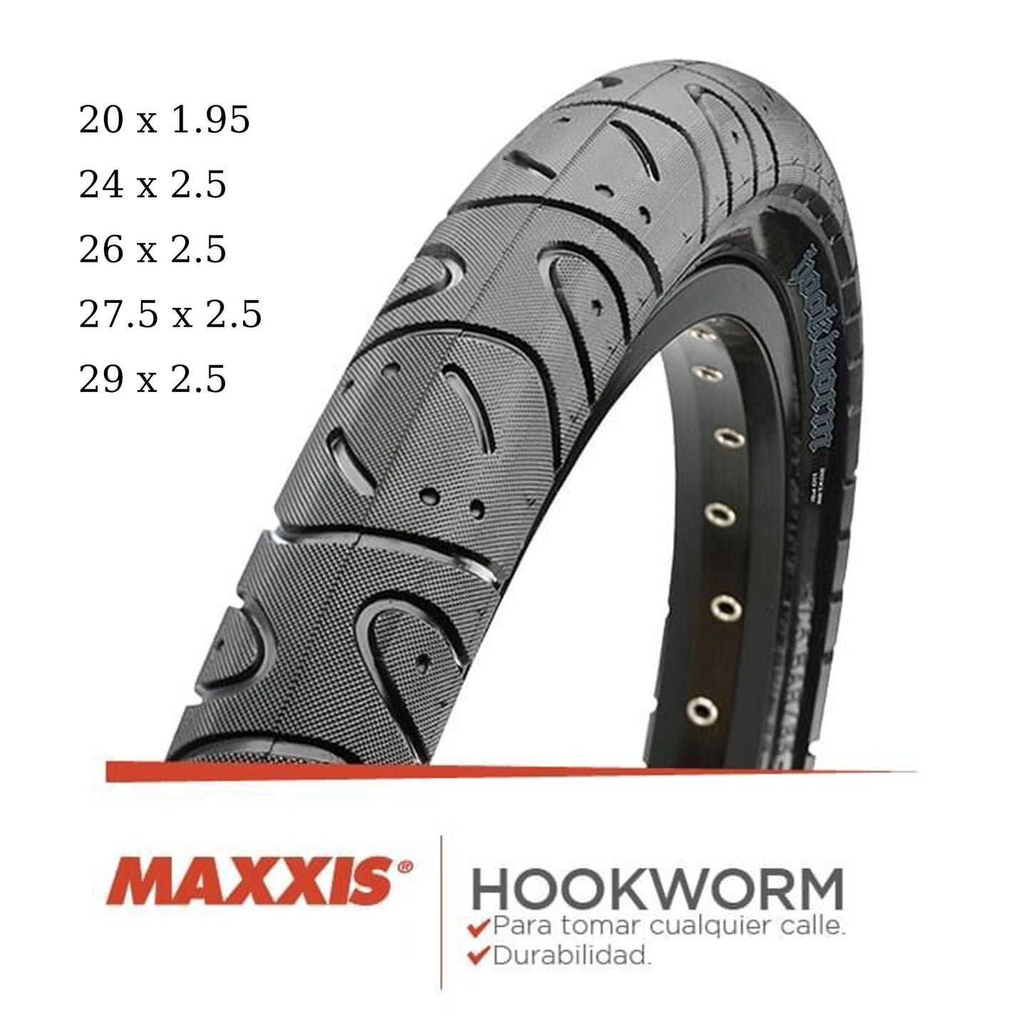Hookworm 26 X 2.5 Bicycle Tire BMX Wire Bead Clincher Tire for Street Park Vert Flatland 20 Inch 24 26 27.5 or 29 Sizes
