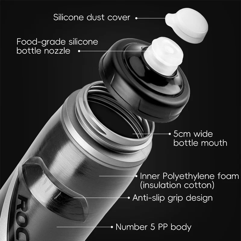 620Ml Cycling Water Bottle Cold Water Insulated Thermal Silicone Bottle Outdoor Sports MTB Road Bike Bicycle Bottle