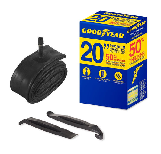 Goodyear 20" X 1.75-2.125" Heavy Duty Bike Tube, Tire Levers Included