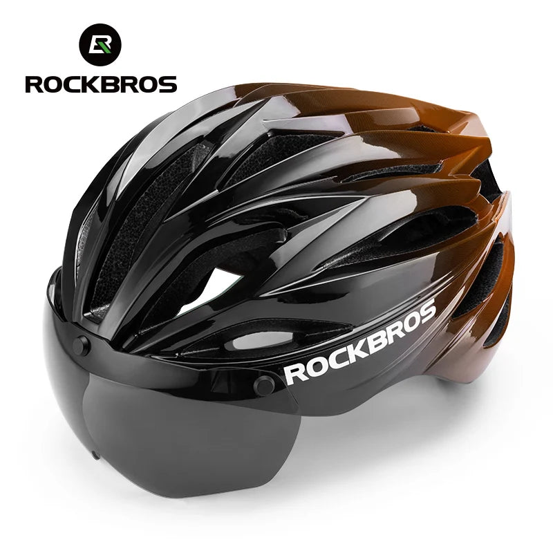 Bicycle Helmet with Lenses Adjustable 58-62Cm Cycling Helmet Special Anti-Odor Lining Magnetic Goggles Bike Helmet