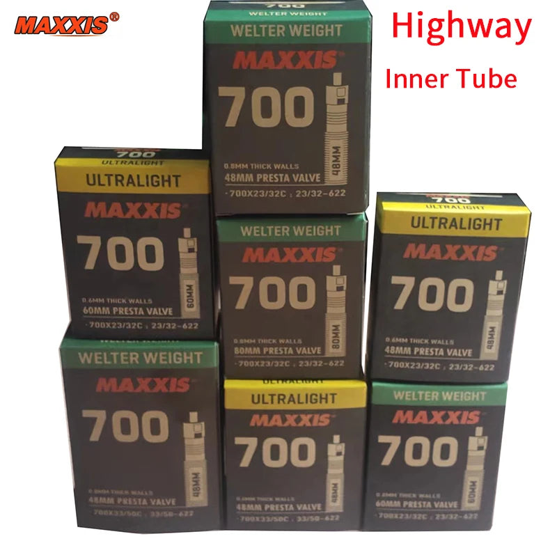Highway Inner Tube 700X23/32-33/50C Welter Weight Tubes and Ultralight Tubes Presta Valve with Rvcis Removable Valve Core