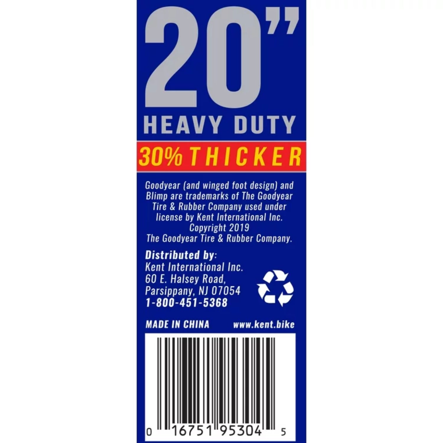 (2 Pack) Goodyear 20" X 1.75-2.125" Heavy Duty Bike Tube, Tire Levers Included