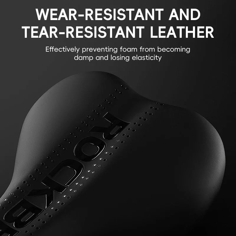 Bicycle Saddle Road Steel Rails MTB Bike Cushion Comfortable Shock Absorption Wear-Resistant PU Leather Cycling Saddle