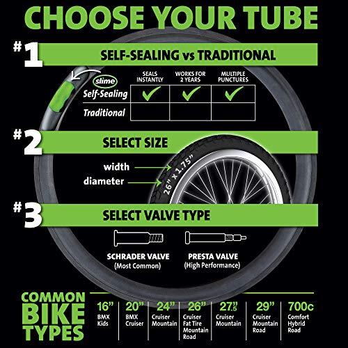 Slime 30075 Bike Inner Tube with Slime Puncture Sealant, Assorted Styles