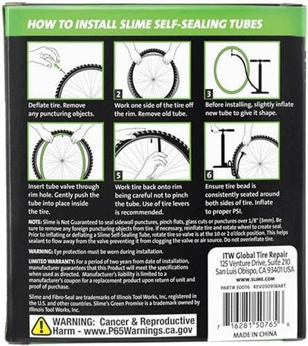 Slime 30075 Bike Inner Tube with Slime Puncture Sealant, Assorted Styles