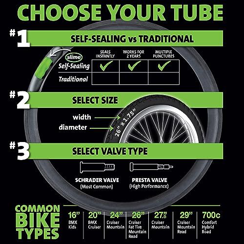 Slime 30075 Bike Inner Tube with Slime Puncture Sealant, Assorted Styles